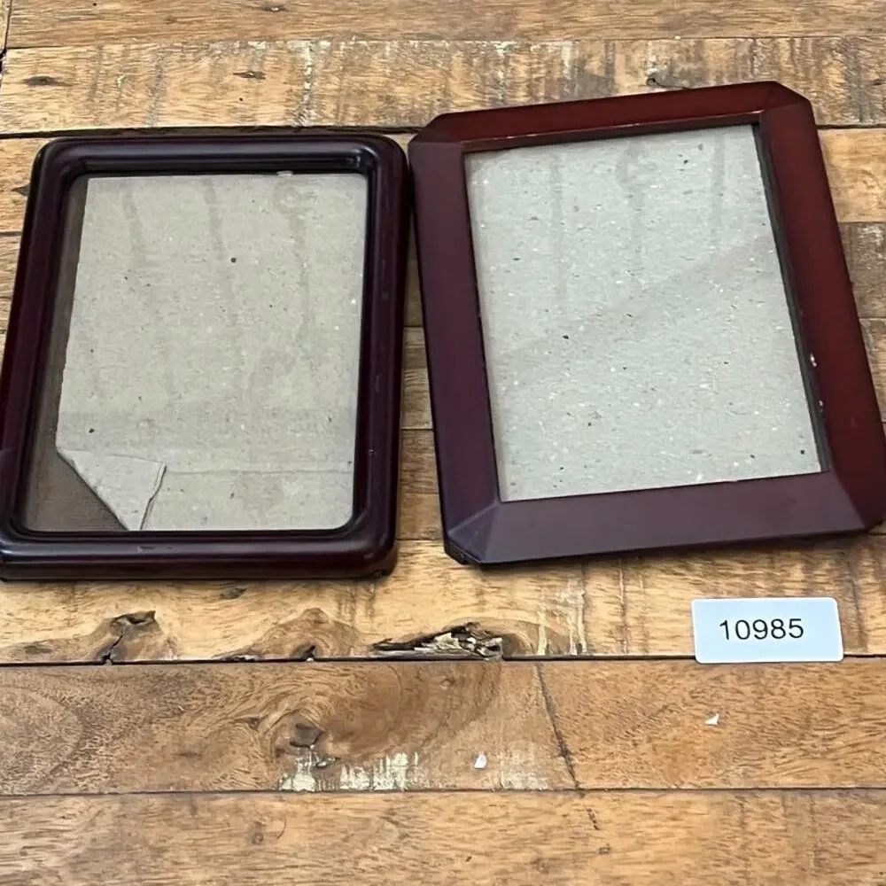 Vintage MCM Solid Dark Wood Picture Frames Set of 2 6 x 8 in